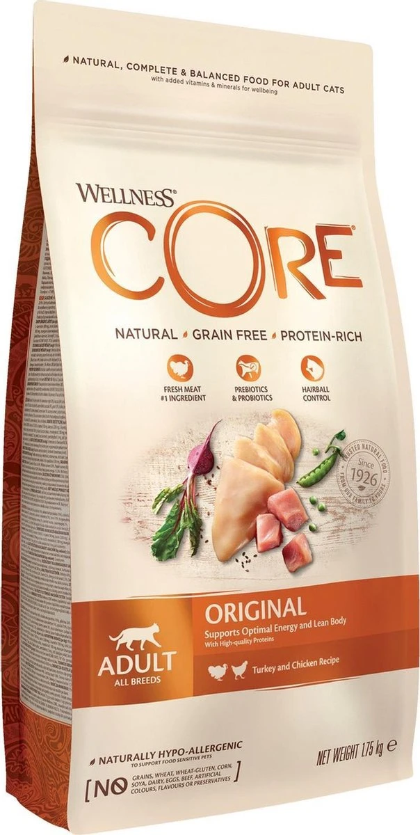 Wellness Core Grain Free Cat Original Kalkoen & Kip - Kattenvoer - 1.75 Kg 3 Wellness Core Grain Free Cat Original Kalkoen & Kip - Kattenvoer - 1.75 Kg