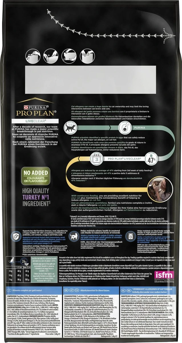 Pro Plan Senior LiveClear Katten Droogvoer - Kalkoen - 1,4 Kg 4 Pro Plan Senior LiveClear Katten Droogvoer - Kalkoen - 1,4 Kg - Afbeelding 2