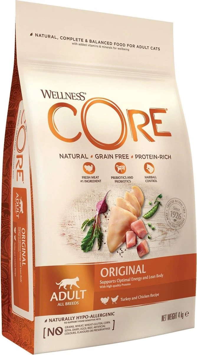 Wellness Core Kattenvoer Original Kalkoen - Kip 4 Kg 3 Wellness Core Kattenvoer Original Kalkoen - Kip 4 Kg