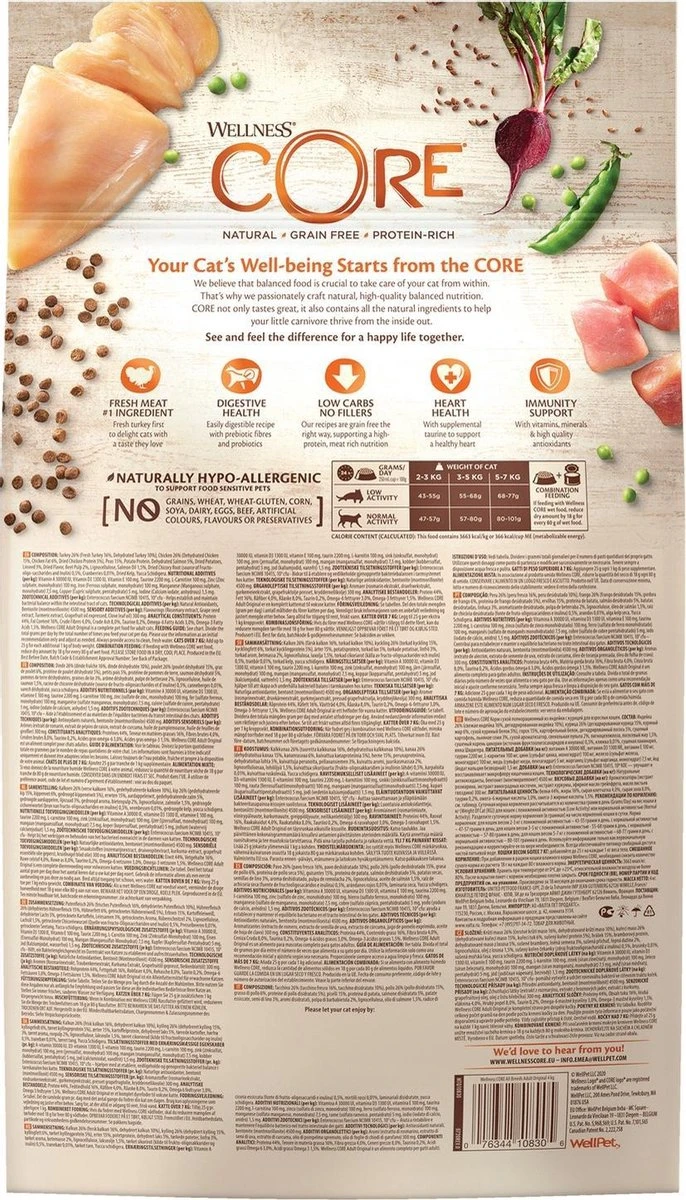 Wellness Core Kattenvoer Original Kalkoen - Kip 4 Kg 6 Wellness Core Kattenvoer Original Kalkoen - Kip 4 Kg - Afbeelding 4