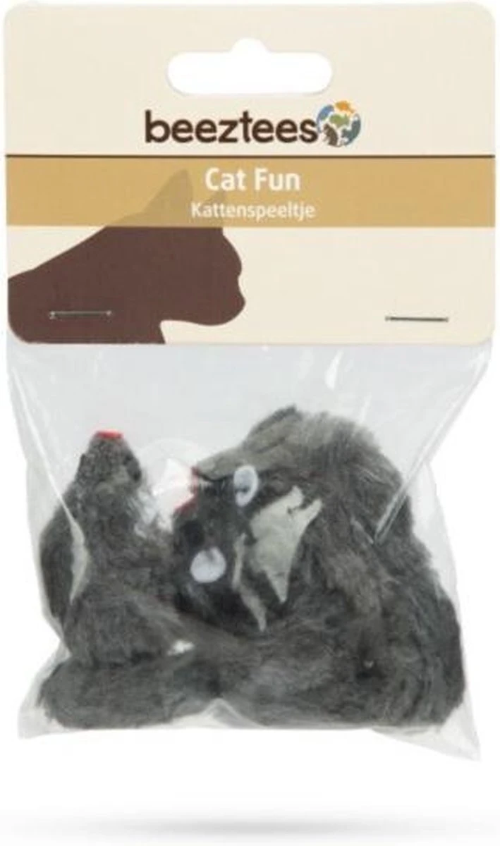 Beeztees Plush Muisje Grijs - Zakje 3st 5 Cm 4 Beeztees Plush Muisje Grijs - Zakje 3st 5 Cm - Afbeelding 2