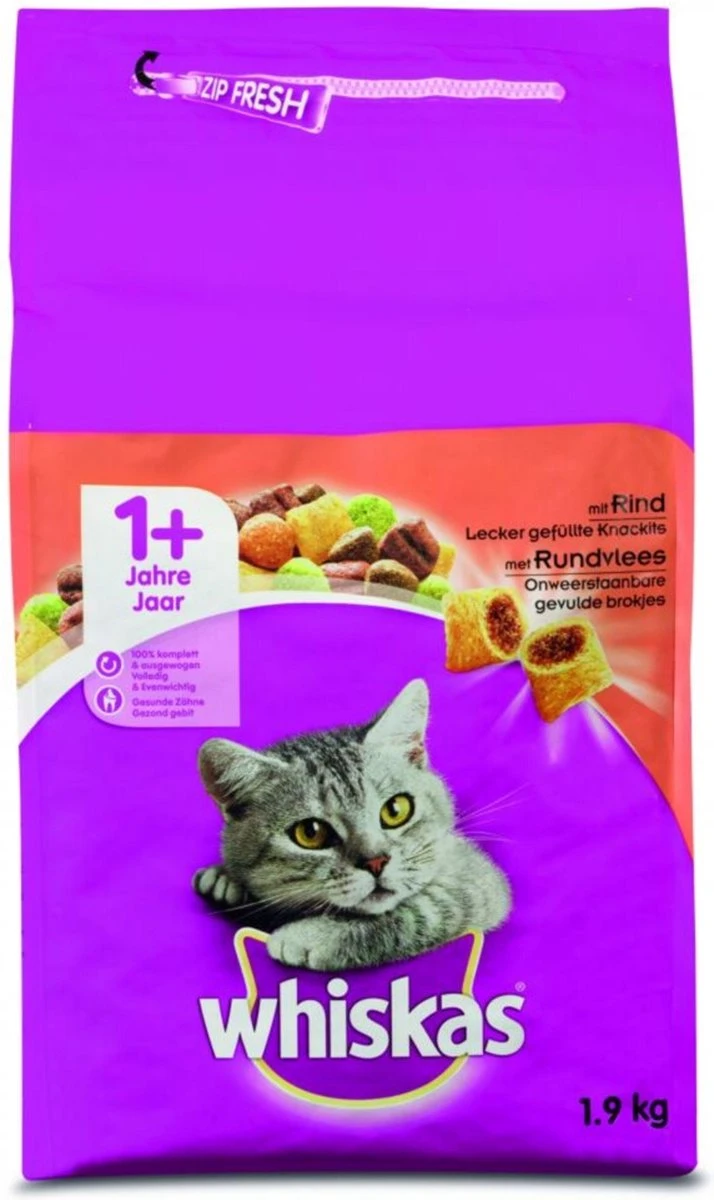 Whiskas Brokjes Adult Rund - Kattenvoer - 1 X 1,9 Kg 8 Whiskas Brokjes Adult Rund - Kattenvoer - 1 X 1,9 Kg - Afbeelding 6