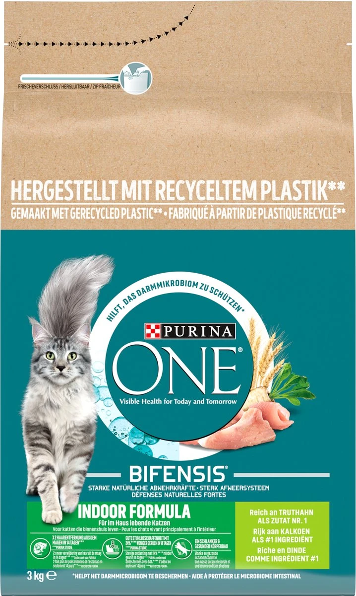 Purina ONE Adult Indoor - Kattenvoer Kalkoen - 3 Kg 4 Purina ONE Adult Indoor - Kattenvoer Kalkoen - 3 Kg - Afbeelding 2