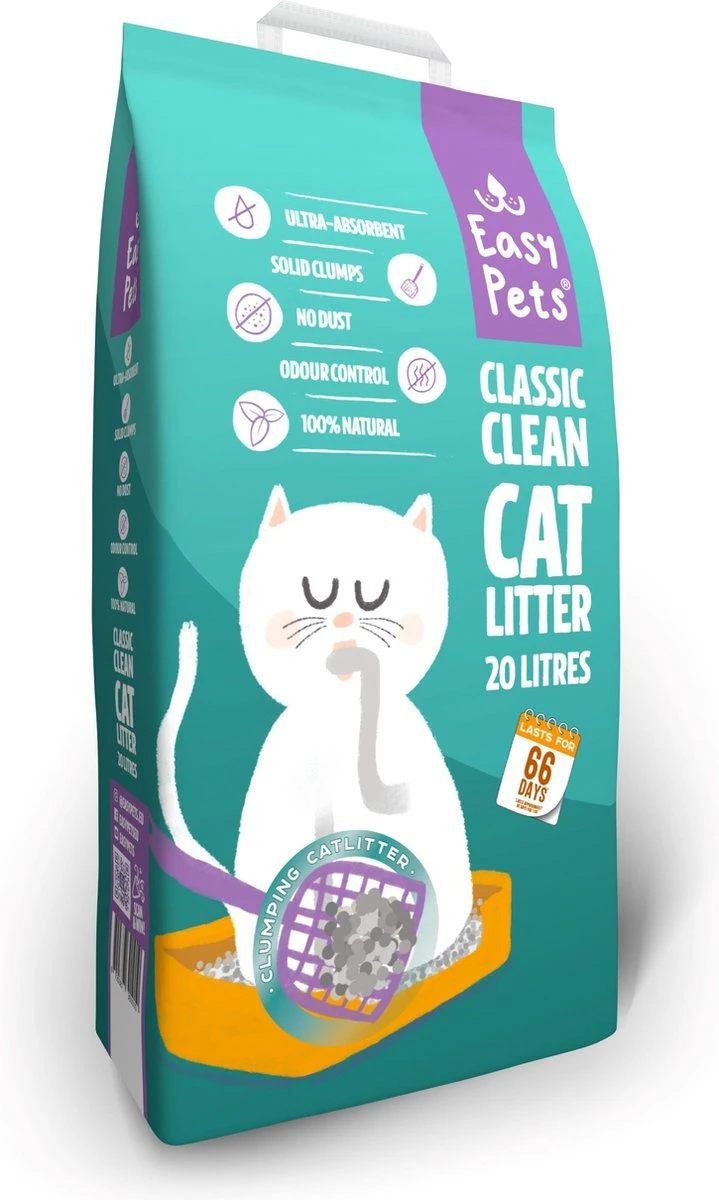 Easypets Classic Clean Kattenbakvulling 20L - Klontvormend Kattengrit - Geur Bescherming 5 Easypets Classic Clean Kattenbakvulling 20L - Klontvormend Kattengrit - Geur Bescherming - Afbeelding 3