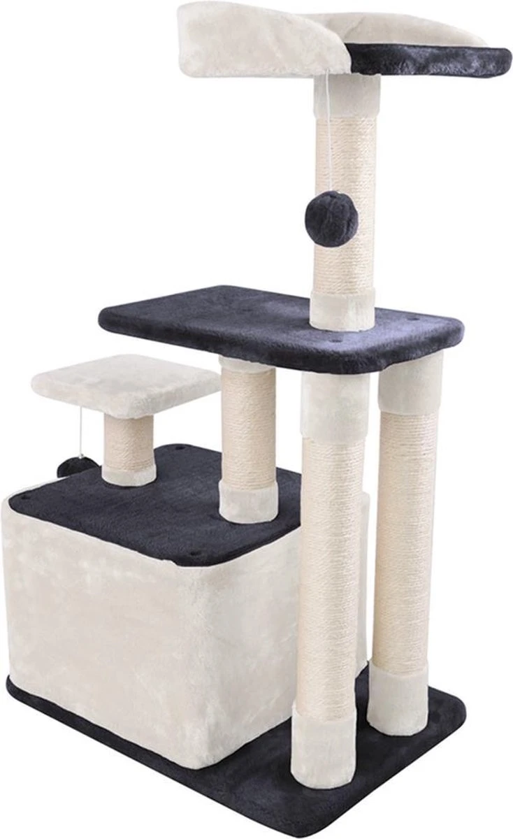 Merkloos MC Star Krabpaal 100cm Met Schraper Meerdere Platforms, Tweedeurs Kattengrotten, Speelgoedballen Met Bellen, Krabbed Natuurlijk Sisal Katten Spelletjes - Grijs&Beige, 100cm 9 Merkloos MC Star Krabpaal 100cm Met Schraper Meerdere Platforms, Tweedeurs Kattengrotten, Speelgoedballen Met Bellen, Krabbed Natuurlijk Sisal Katten Spelletjes - Grijs&Beige, 100cm - Afbeelding 7