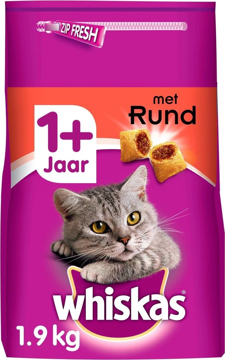 Whiskas Brokjes Adult Rund - Kattenvoer - 1 X 1,9 Kg 3 Whiskas Brokjes Adult Rund - Kattenvoer - 1 X 1,9 Kg