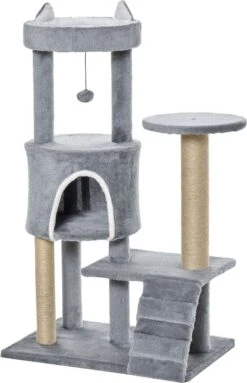 PawHut Krabpaal Kattenboom Met Kattengrot Trap Spaanplaat Jute Grijs D30-360 23 PawHut Krabpaal Kattenboom Met Kattengrot Trap Spaanplaat Jute Grijs D30-360 -Kattenbenodigdheden 774x1200 2