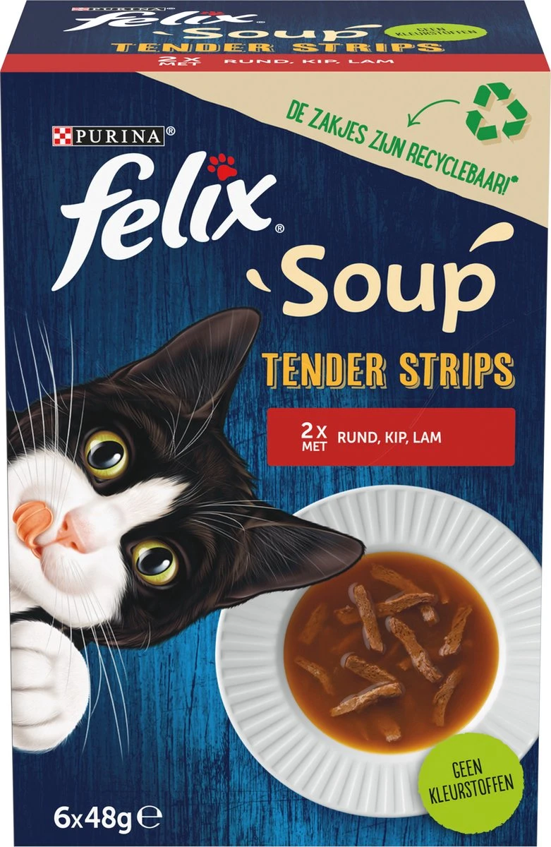 Felix Soup Tender Strips Met Rund, Kip & Lam - Katten Natvoer - 24 X 48g 5 Felix Soup Tender Strips Met Rund, Kip & Lam - Katten Natvoer - 24 X 48g - Afbeelding 3