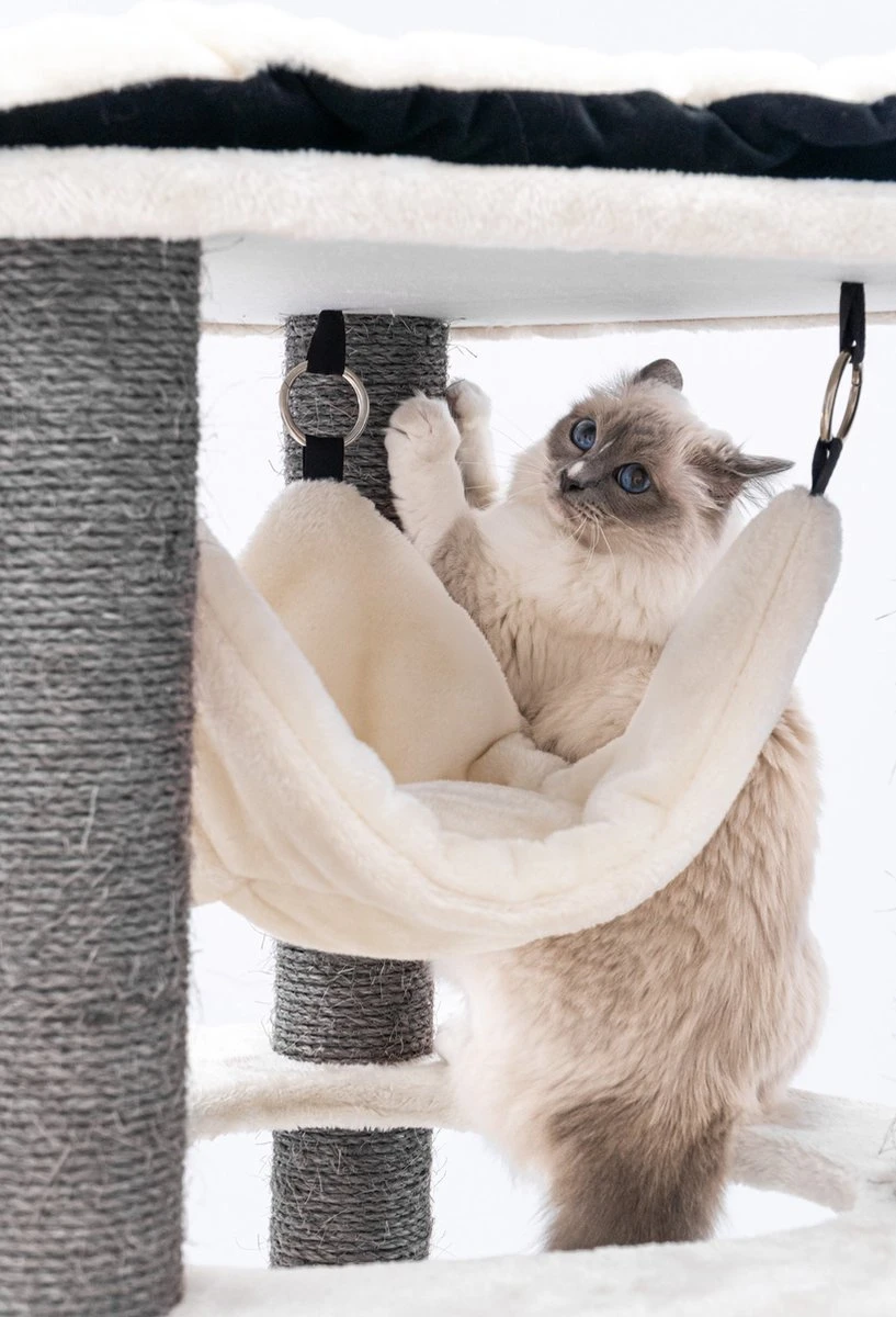 Petrebels Catharina 160 Krabpaal - Creme - 2 Hangmatten - Grote Katten 10 Petrebels Catharina 160 Krabpaal - Creme - 2 Hangmatten - Grote Katten - Afbeelding 8