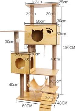 Katten Krabpaal - Houten Krabpaal - 150cm Hoog - Hout - Sisal -Kattenbenodigdheden 819x1200 2