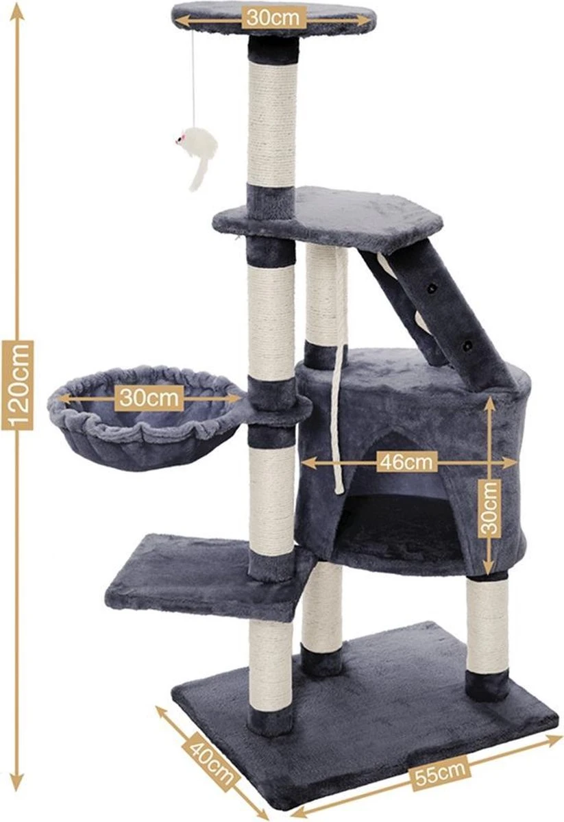 Merkloos MC Star Krabpaal Voor Grote Katten Cat Tree - 55 X 40 X 120 Cm - Grijs 7 Merkloos MC Star Krabpaal Voor Grote Katten Cat Tree - 55 X 40 X 120 Cm - Grijs - Afbeelding 5