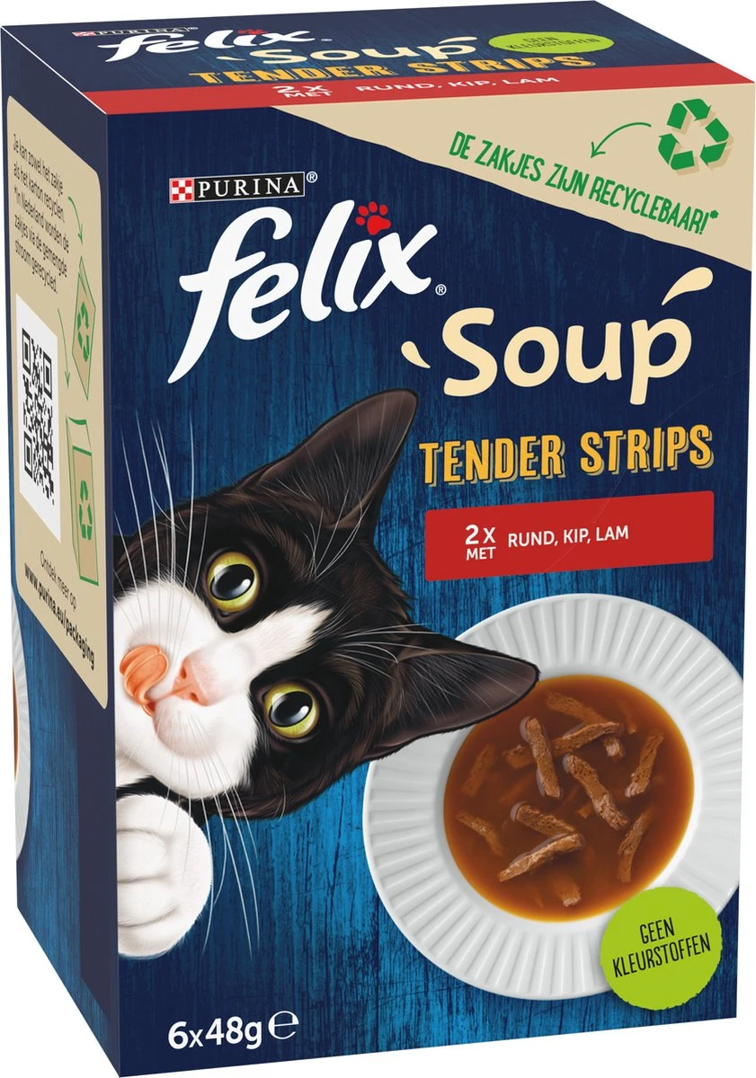 Felix Soup Tender Strips Met Rund, Kip & Lam - Katten Natvoer - 24 X 48g 6 Felix Soup Tender Strips Met Rund, Kip & Lam - Katten Natvoer - 24 X 48g - Afbeelding 4