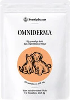 Sensipharm Omniderma Voor Kat, Hondje, Cavia, Konijn - Voedingssupplement Voor Huid En Vacht, Bij Jeuk, Eczeem & Hotspot - 90 Tabletten à 250 Mg -Kattenbenodigdheden 844x1200