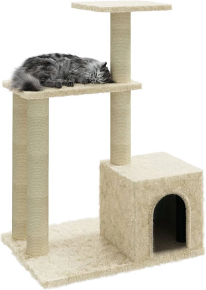 VidaXL Kattenmeubel Met Sisal Krabpalen 71 Cm Crèmekleurig 6 VidaXL Kattenmeubel Met Sisal Krabpalen 71 Cm Crèmekleurig - Afbeelding 4