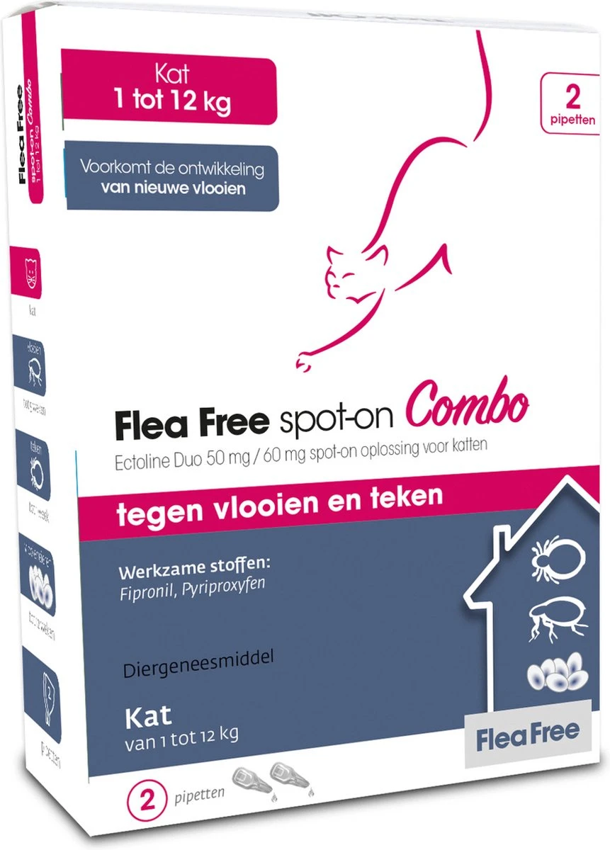 Flea Free Ectoline Duo Kat - Tegen Vlooien En Teken - 2 Pipetten 9 Flea Free Ectoline Duo Kat - Tegen Vlooien En Teken - 2 Pipetten - Afbeelding 7