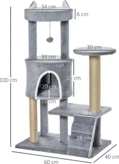 PawHut Krabpaal Kattenboom Met Kattengrot Trap Spaanplaat Jute Grijs D30-360 20 PawHut Krabpaal Kattenboom Met Kattengrot Trap Spaanplaat Jute Grijs D30-360 -Kattenbenodigdheden 878x1200