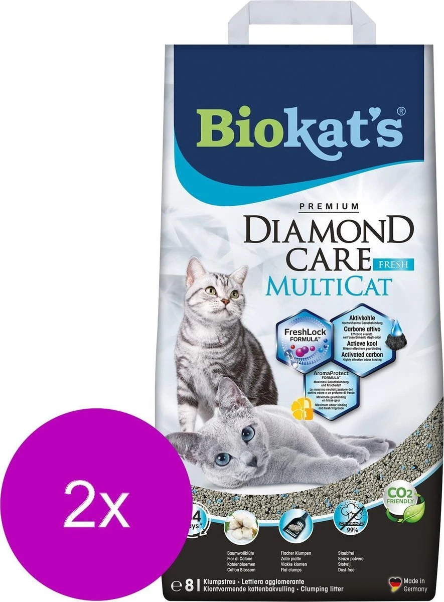 Biokat's Diamond Care Multicat - Kattenbakvulling - 2 X 8 L 5 Biokat's Diamond Care Multicat - Kattenbakvulling - 2 X 8 L - Afbeelding 3