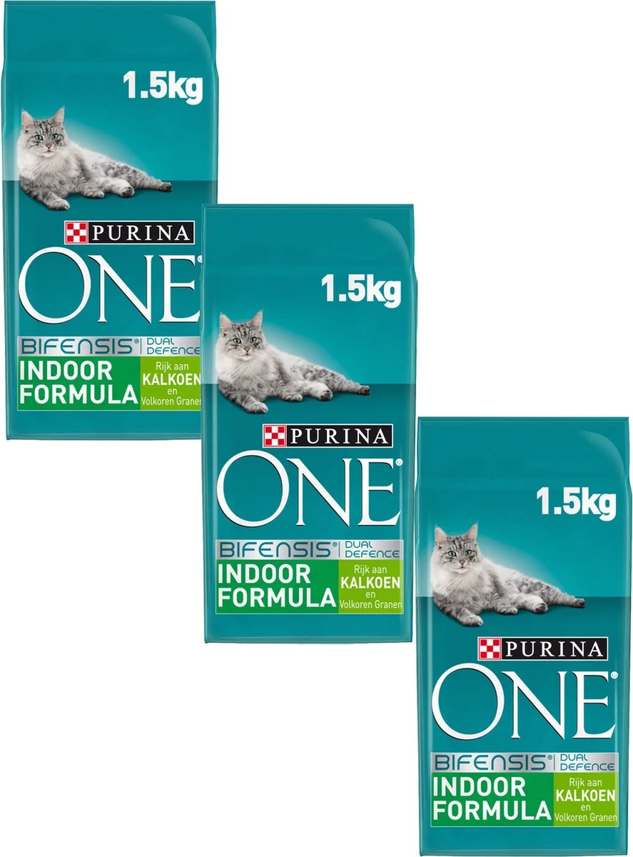 Purina One Indoor Formula Kalkoen - Kattenvoer - 3 X 1.5 Kg 6 Purina One Indoor Formula Kalkoen - Kattenvoer - 3 X 1.5 Kg - Afbeelding 4