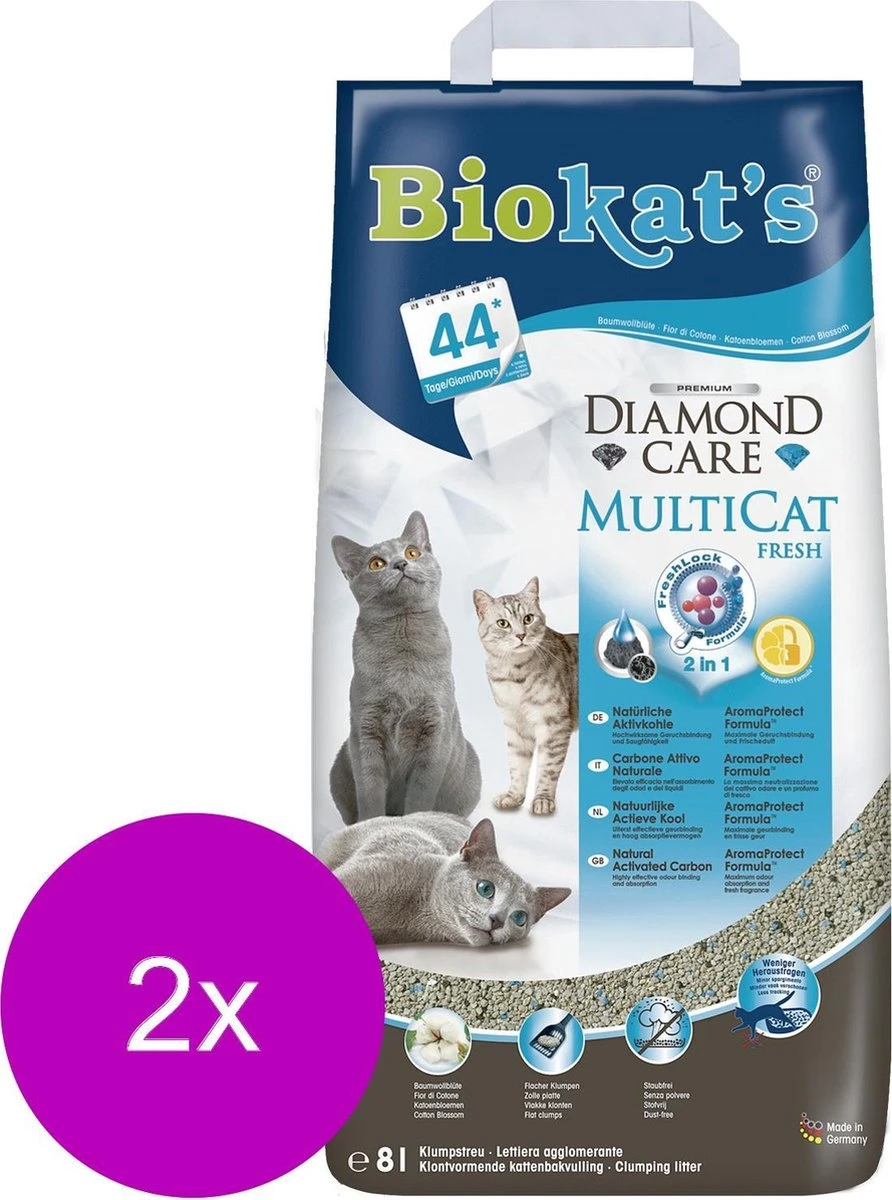 Biokat's Diamond Care Multicat - Kattenbakvulling - 2 X 8 L 6 Biokat's Diamond Care Multicat - Kattenbakvulling - 2 X 8 L - Afbeelding 4