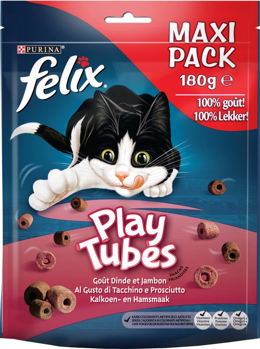 Felix PlayTubes - Kattensnacks Kalkoen & Ham - 5 X 180g 5 Felix PlayTubes - Kattensnacks Kalkoen & Ham - 5 X 180g - Afbeelding 3