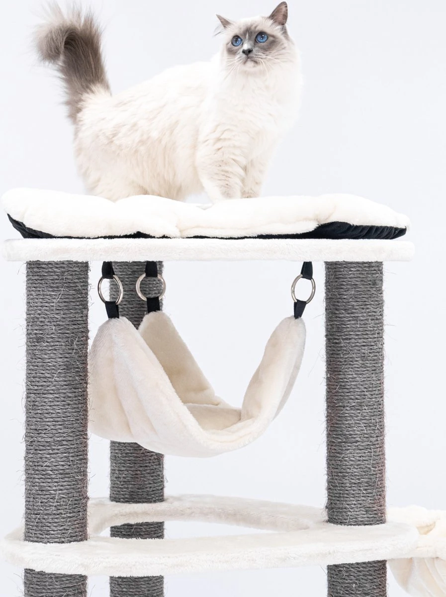Petrebels Catharina 160 Krabpaal - Creme - 2 Hangmatten - Grote Katten 9 Petrebels Catharina 160 Krabpaal - Creme - 2 Hangmatten - Grote Katten - Afbeelding 7