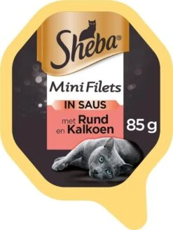 Sheba Mini Filets In Saus Katten Natvoer - Rund & Kalkoen - 22 X 85 Gr -Kattenbenodigdheden 900x1200 4