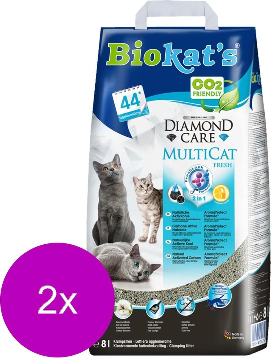 Biokat's Diamond Care Multicat - Kattenbakvulling - 2 X 8 L 3 Biokat's Diamond Care Multicat - Kattenbakvulling - 2 X 8 L