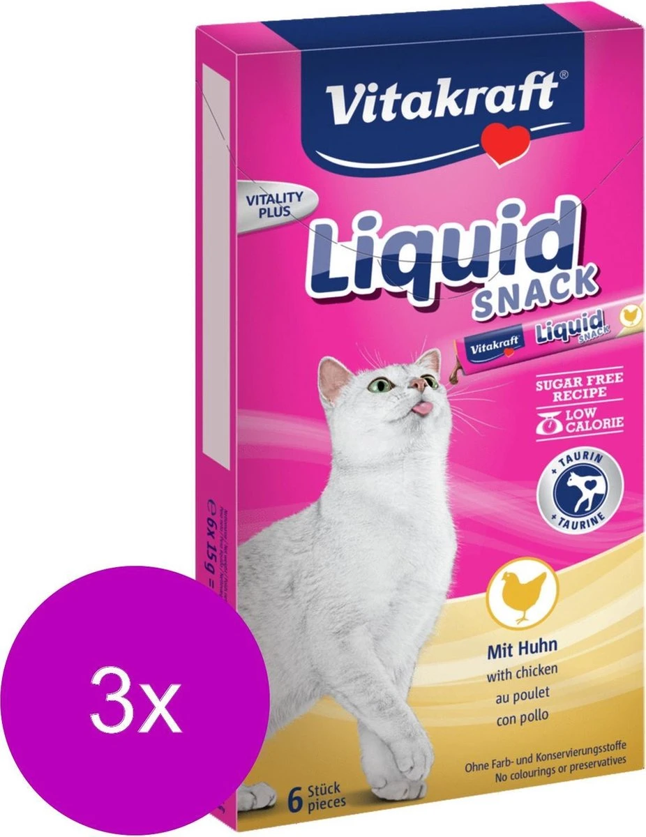 Vitakraft Cat Liquid Snack 6 Stuks - Kattensnack - 3 X Kip 4 Vitakraft Cat Liquid Snack 6 Stuks - Kattensnack - 3 X Kip - Afbeelding 2