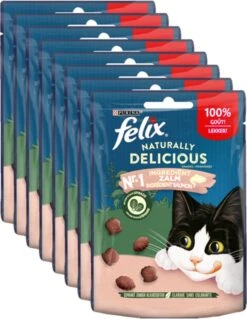 Felix Naturally Delicious Zalm & Spinazie - Kattensnacks - 8 X 50g -Kattenbenodigdheden 930x1200 1