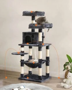 Krabpaal Voor Katten - Kattenboom - Met 2 Uitkijkplateaus - Grijs -Kattenbenodigdheden 960x1200 10