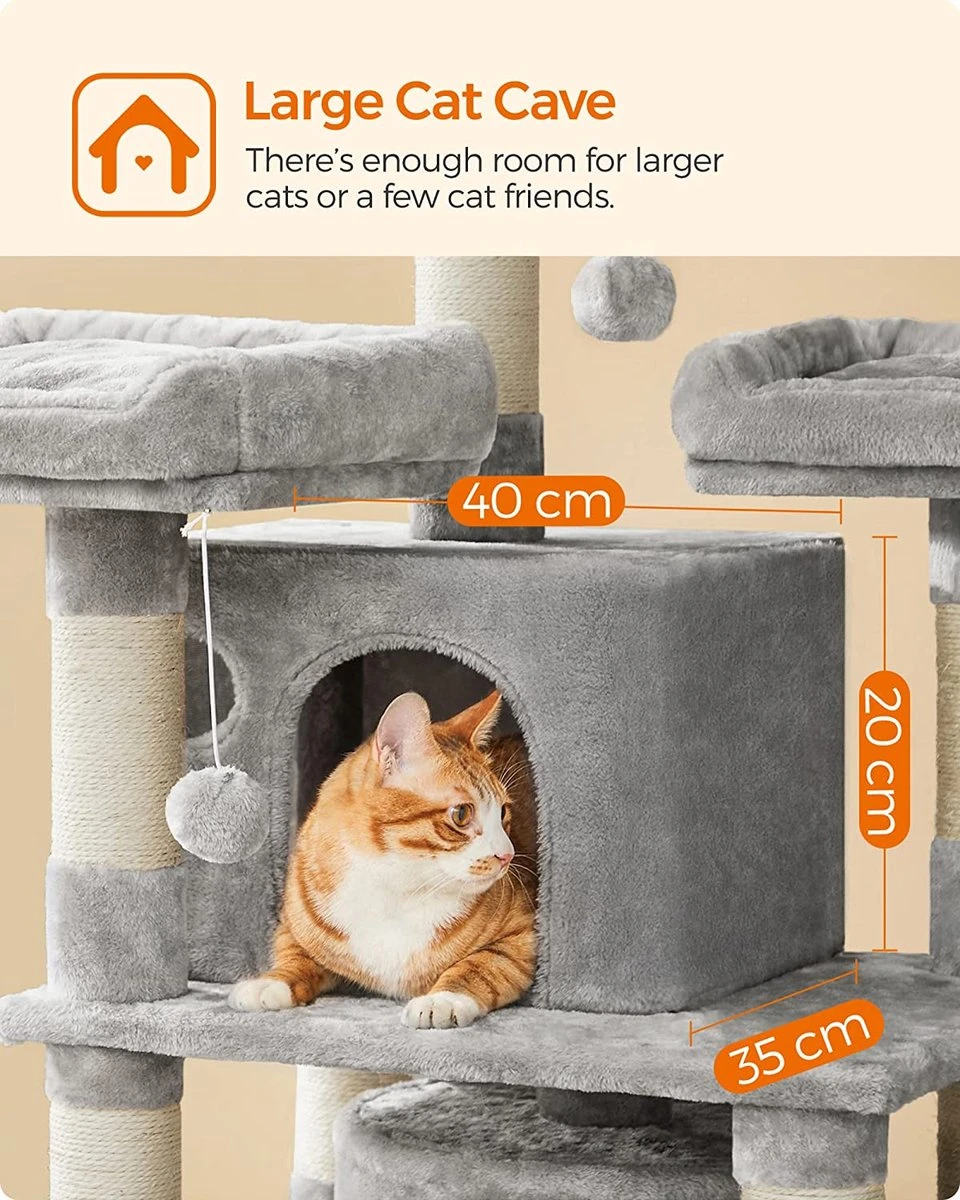 Nancy's XXL Krabpaal Voor Katten - Kattenboom - Grijs - 60 X 55 X 172 Cm 4 Nancy's XXL Krabpaal Voor Katten - Kattenboom - Grijs - 60 X 55 X 172 Cm - Afbeelding 2