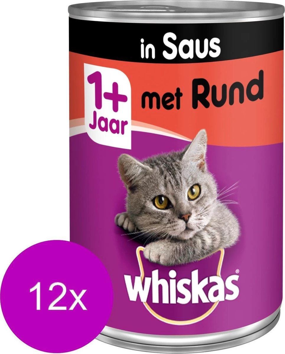 Whiskas Natvoer - Adult - Rund - 12 X 400 Gr 3 Whiskas Natvoer - Adult - Rund - 12 X 400 Gr
