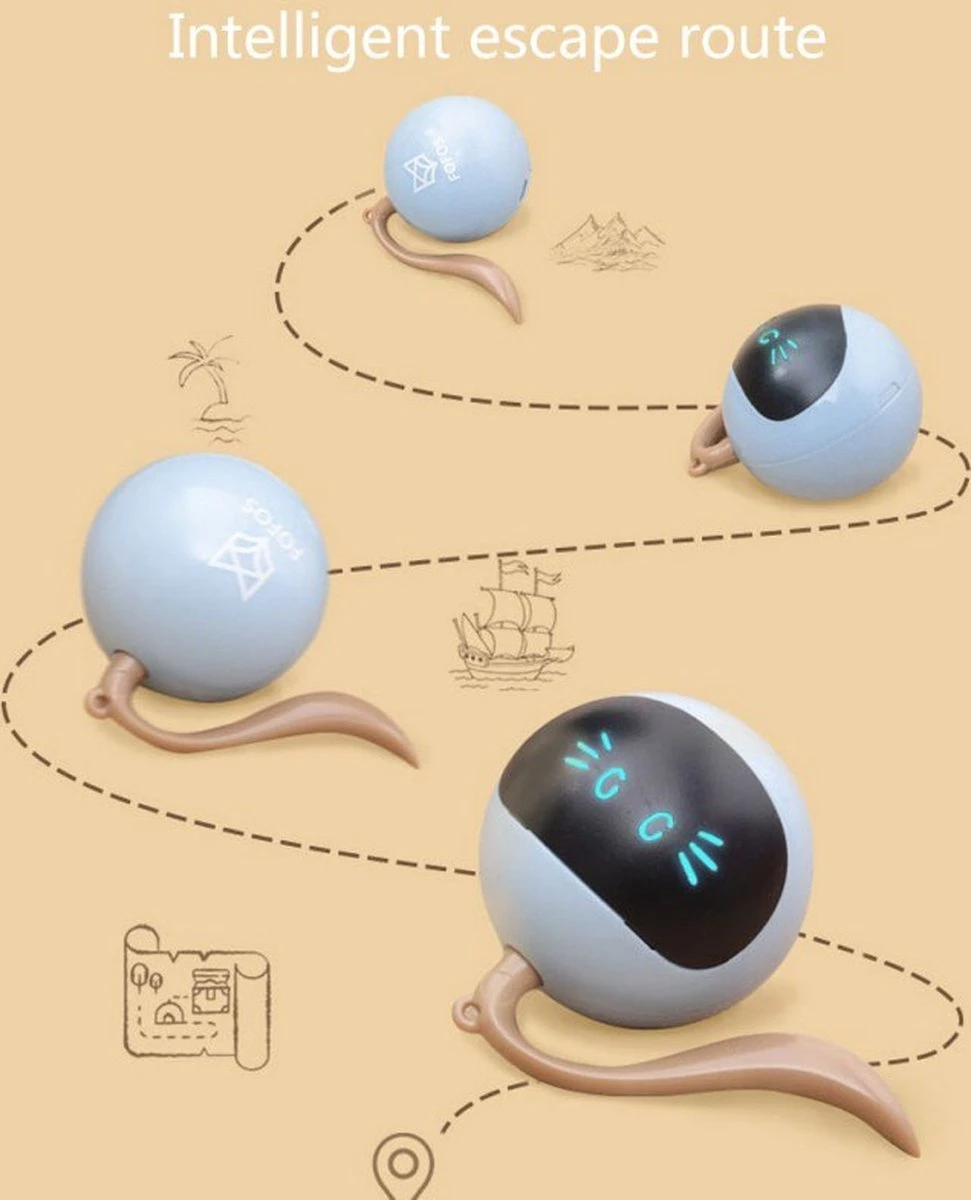 Otiume Interactieve Speelbal - Slimme Interactieve Jaag Speeltje Voor Katten - Kattenspeeltjes - Intelligente Jaagbal - AI -USB Oplaadbaar - LED - Blauw 9 Otiume Interactieve Speelbal - Slimme Interactieve Jaag Speeltje Voor Katten - Kattenspeeltjes - Intelligente Jaagbal - AI -USB Oplaadbaar - LED - Blauw - Afbeelding 7