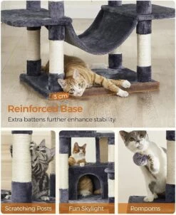 MIRA Home - Krabpaal - Klimpaal - Zwart/wit - Spaanplaat/pluche - 60x50x206 -Kattenbenodigdheden 981x1200 1