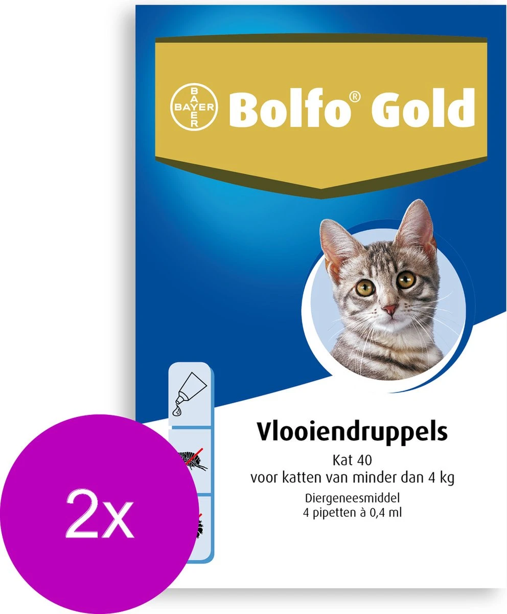Bolfo Gold Kat 40 - Anti Vlooienmiddel - 2 X 4 Stuks 0 - 4 Kg 6 Bolfo Gold Kat 40 - Anti Vlooienmiddel - 2 X 4 Stuks 0 - 4 Kg - Afbeelding 4