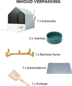 Kattenbak Villa Met Dubbele Voerbak En Kattenbakmat – Kat - Drinkbak – Modern En Stijlvol - Design - Groen 17 Kattenbak Villa Met Dubbele Voerbak En Kattenbakmat – Kat - Drinkbak – Modern En Stijlvol - Design - Groen -Kattenbenodigdheden 994x1200 3