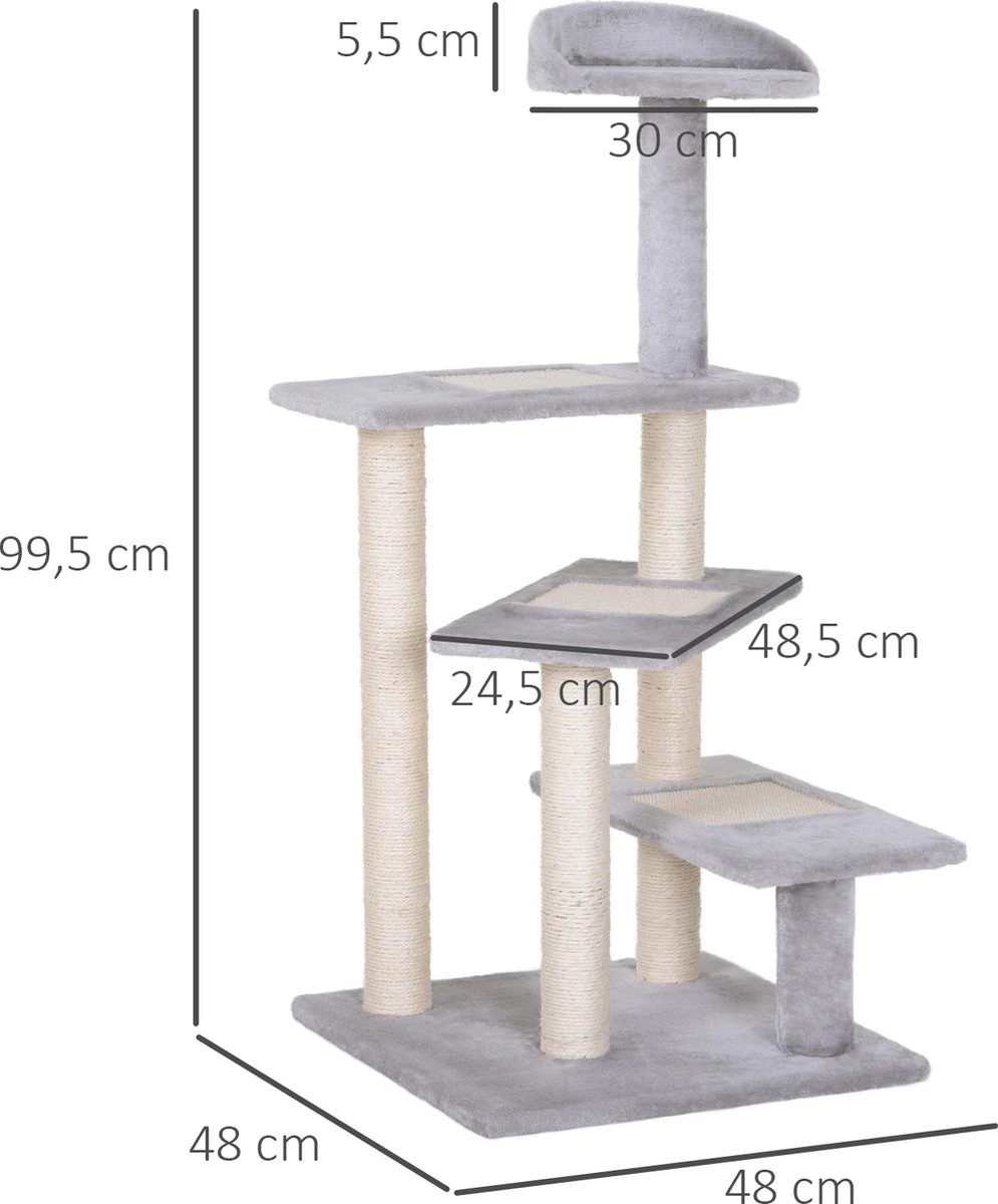 PawHut Klimboom 5 Lagen Kattenboom Speelboom Kattenkrabboom Trap Sisal Beige D30-183 11 PawHut Klimboom 5 Lagen Kattenboom Speelboom Kattenkrabboom Trap Sisal Beige D30-183 - Afbeelding 9