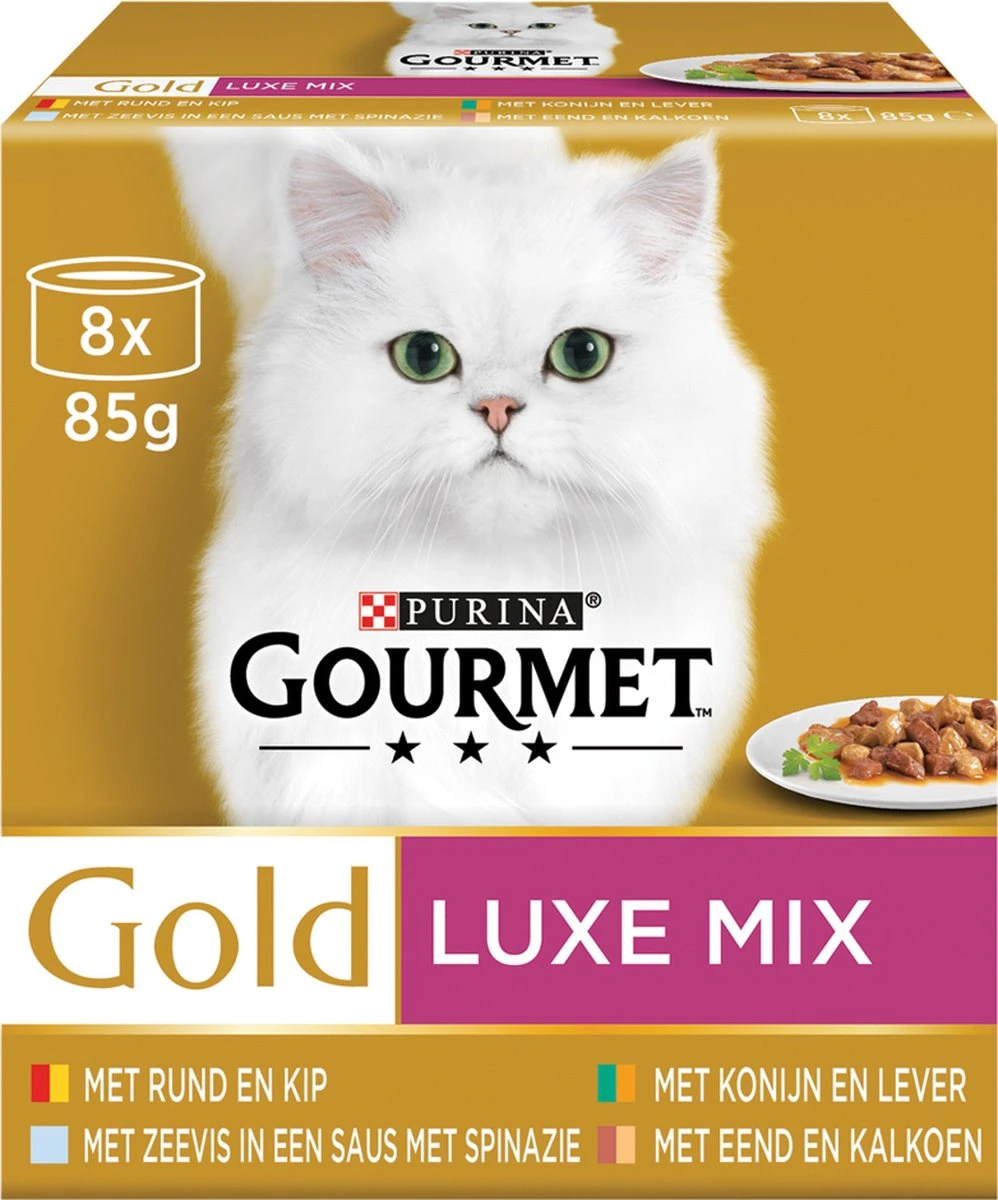 Gourmet Gold Luxe Mix - Kattenvoer Natvoer - Vis/Vlees - 48 X 85 G 3 Gourmet Gold Luxe Mix - Kattenvoer Natvoer - Vis/Vlees - 48 X 85 G